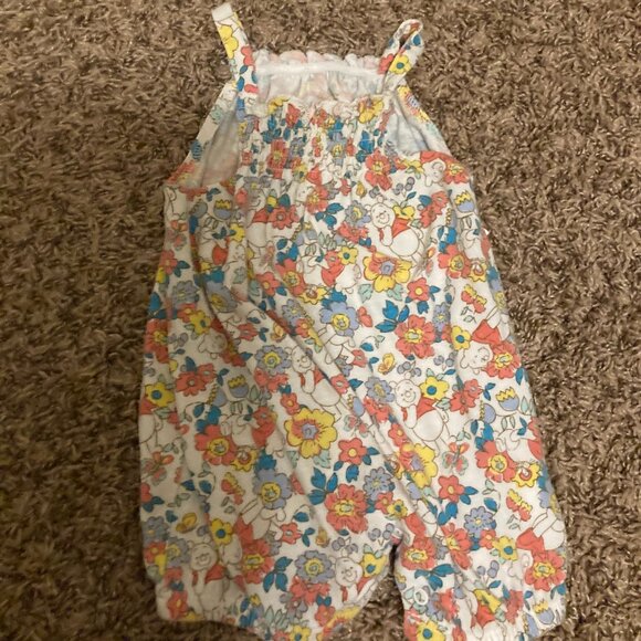 Disney Baby Winnie The Pooh Romper 3-6 Months Floral Print Gathered Top Cotton - Picture 1 of 3